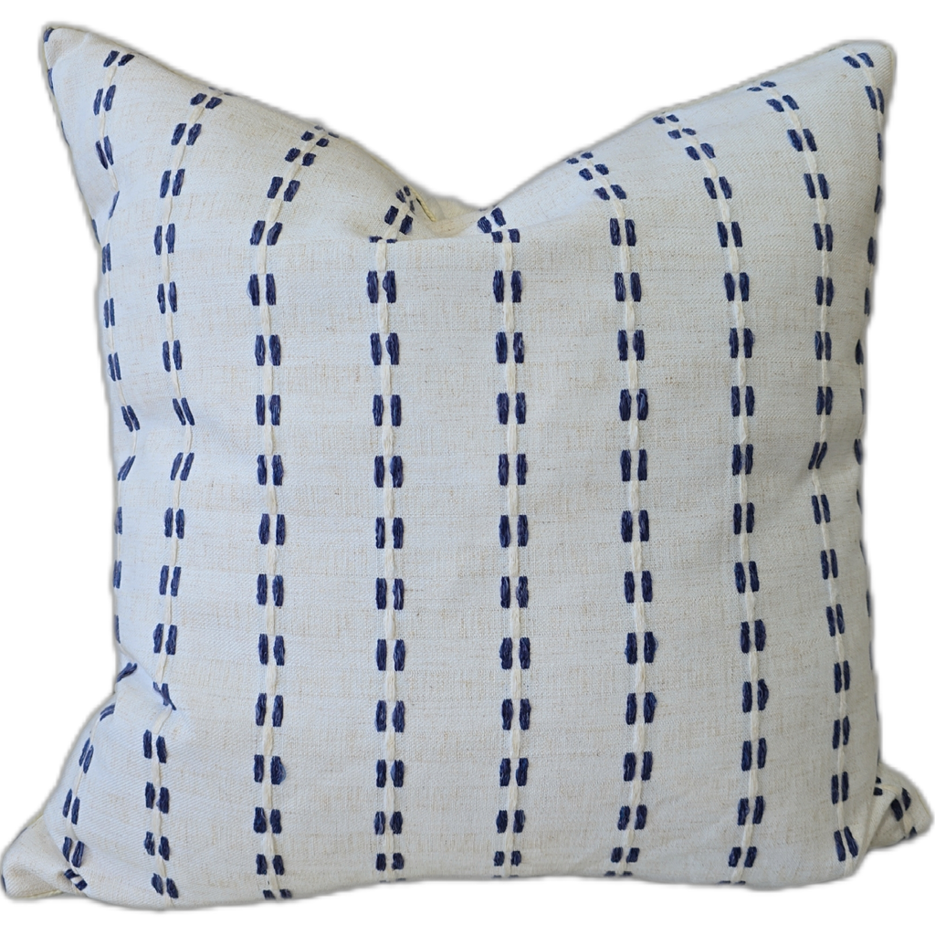 Dashing Lines Cushion 55cm Square - Indigo Blue | Off White