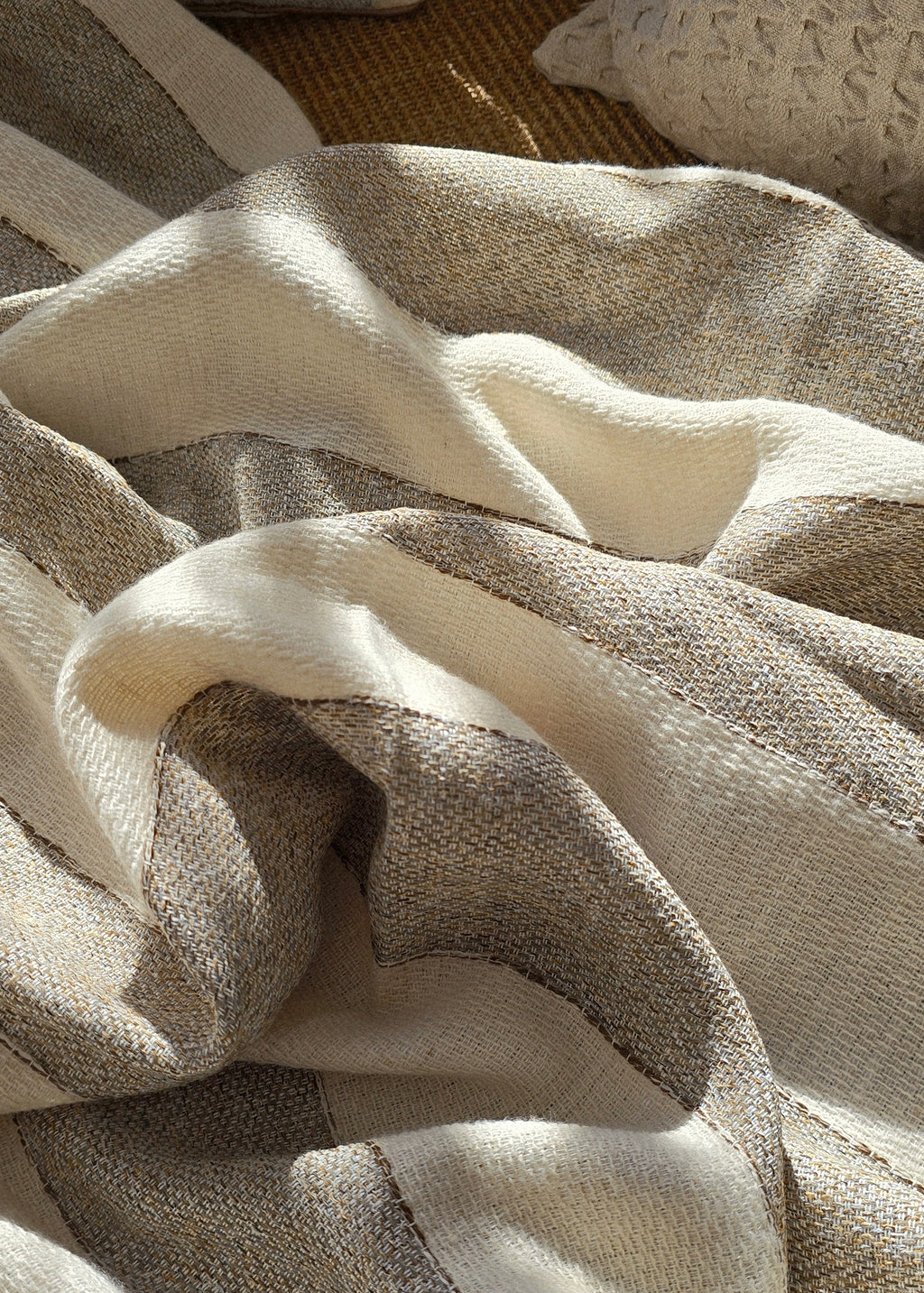 Estella Linen Blend Massive Throw Bedcover 150cm x 230cm - Natural Beige | Cool Grey