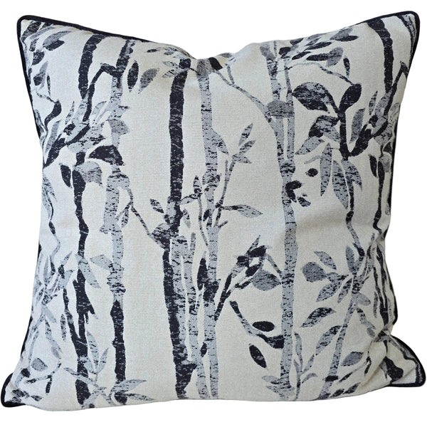 Midnight Bamboo Grove Cushion 55cm Square - Charcoal-Black
