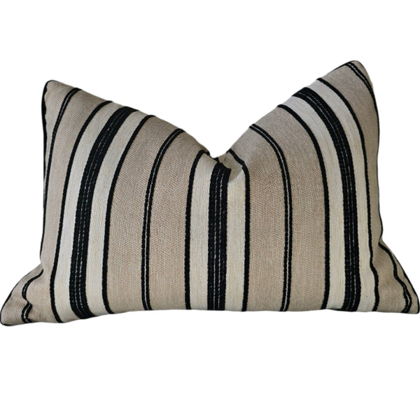 Ada Cushion 40x60cm Lumbar - Black | Sand Striped
