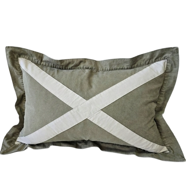 PREORDER END OF JANUARY DROP | The Croft Cotton Canvas Cushion 40X60cm Lumbar - Oatmeal | Muted Olive