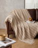 PREORDER MID-END SEP DROP | Twilight Stripe Cotton Throw 150cm x 200cm - Tan | Cream White