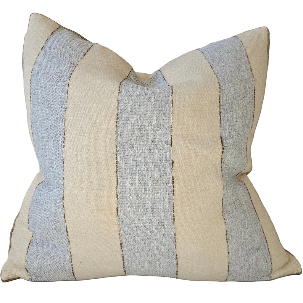 Estella Linen Blend Cushion 55cm Square - Natural Beige | Pastel Blue