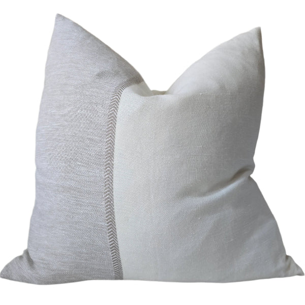 Elodie Linen Wool Cushion 55cm Square - Off White | Natural Herringbone | Natural Grey