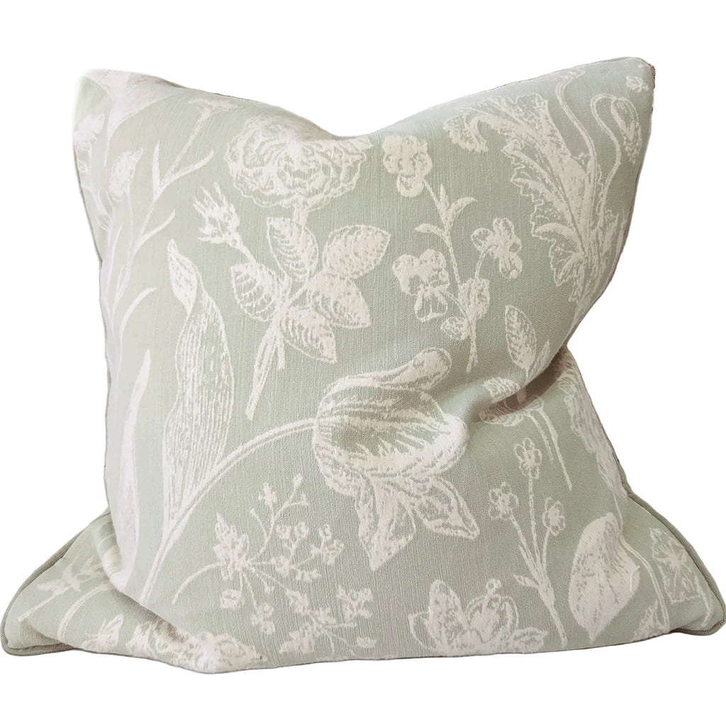 Botanical Tulips Cushion 55cm Square - Light Celadon Green