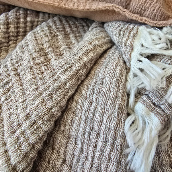 LIMITED EDTION - Eliana Muslin Cotton Texture Throw 150cm x 200cm - Cloudy Grey