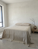 Lara Linen Cushion Long Bolster 120cm Length - Oatmeal Stripe