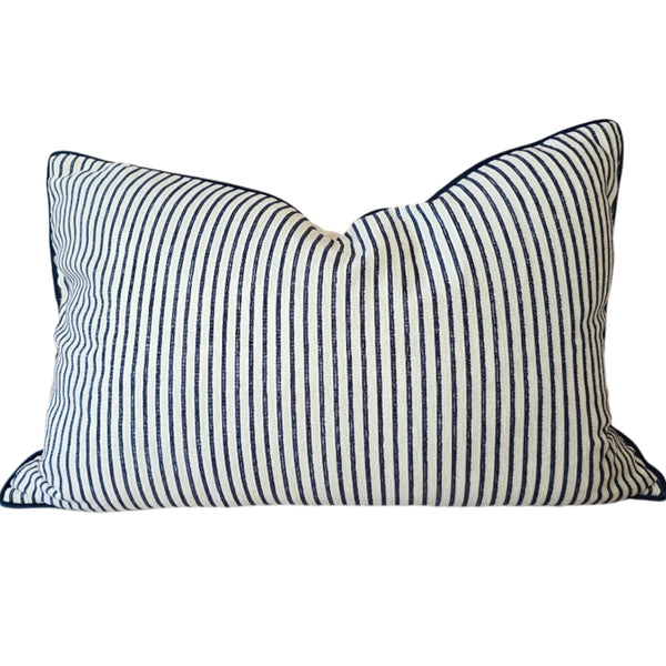 Remi Cushion 40x60cm Lumbar - Navy Blue Striped