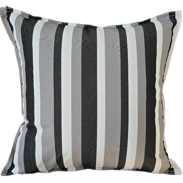 Sunlit Serenade Solution Dyed Eco-Friendly Outdoor Cushion 55cm Square - Black | Grey| White Striped