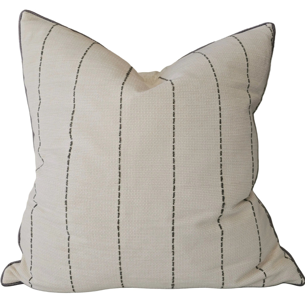 Ayla Cushion 55cm Square - Deep Green Stripe | Cream White