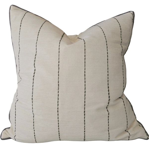 Ayla Cushion 55cm Square - Deep Green Stripe | Cream White