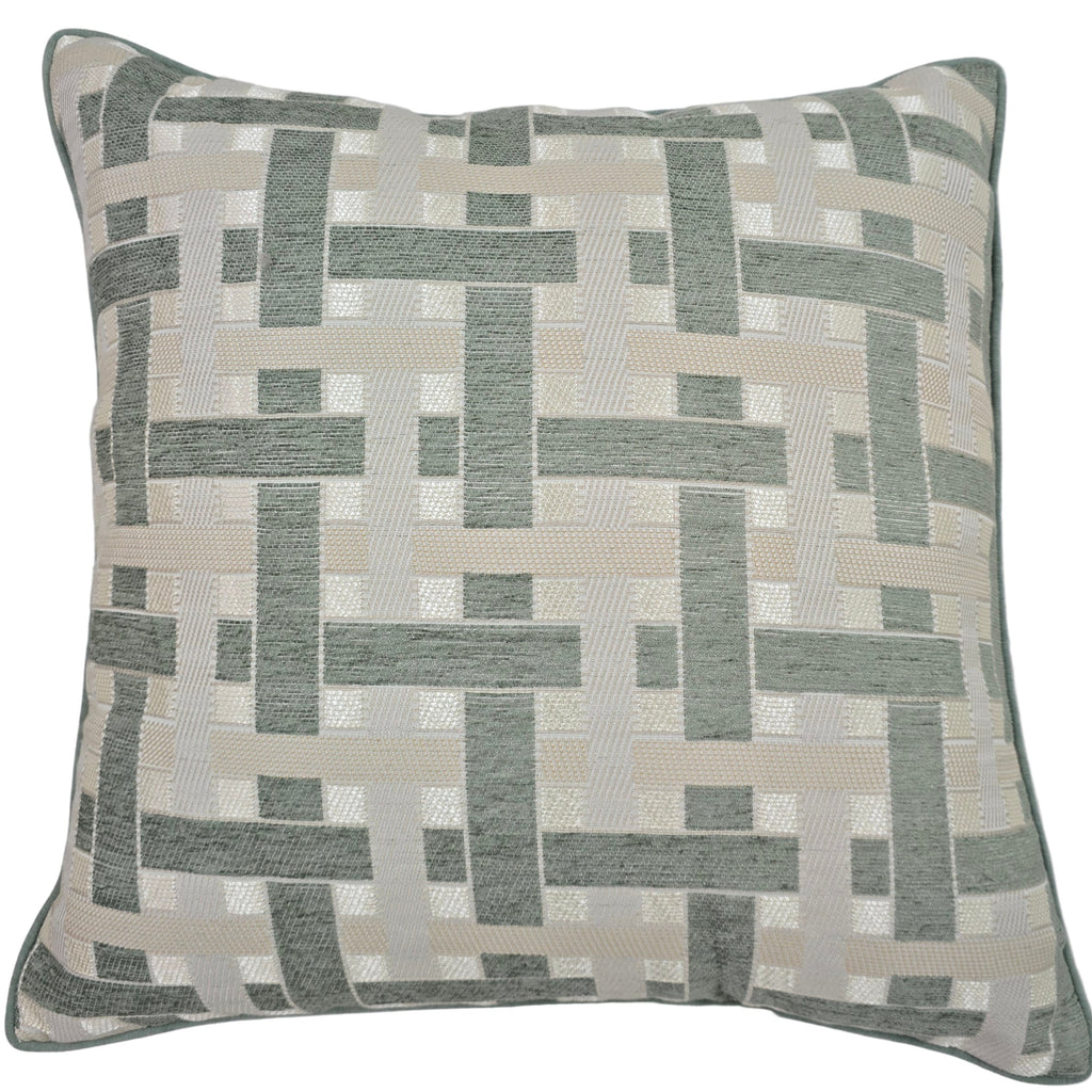 Serene Cushion 55cm Square - Geometric Off White | Beige | Mint Green