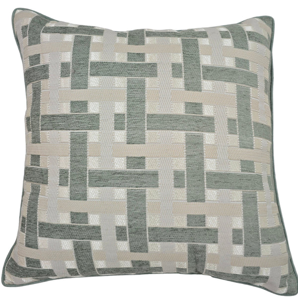Serene Cushion 55cm Square - Geometric Off White | Beige | Mint Green