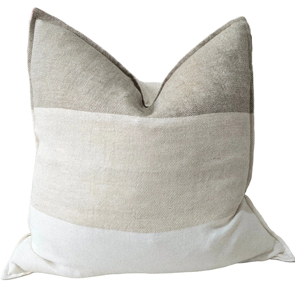 PREORDER END OF JANUARY DROP | LUMERE Yarn-Dyed Linen Cushion 55cm Square - Dried Sage | Off White | Natural