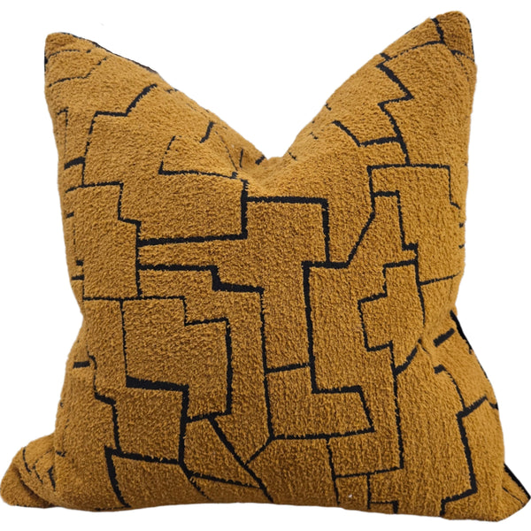 Serene Cushion 55cm Square - Bright Orange | Abstract Black
