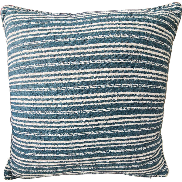 Outdoor Blue and white striped pillow on a sofa