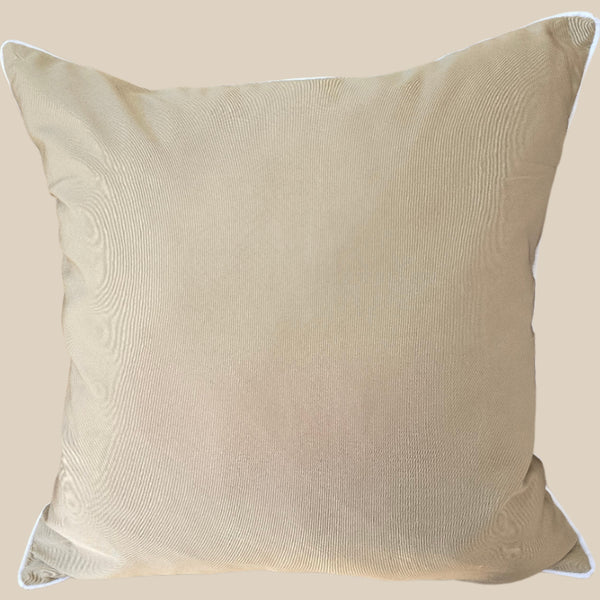 Sunlit Serenade Solution Dyed Eco-Friendly Outdoor Cushion 55cm Square - Sand | White Border