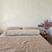 Lara Linen Cushion Long Bolster 120cm Length - Oatmeal Stripe