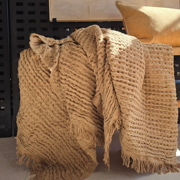 Serene Waffle Soft Throw 140cm x 190cm  - Bosc Pear