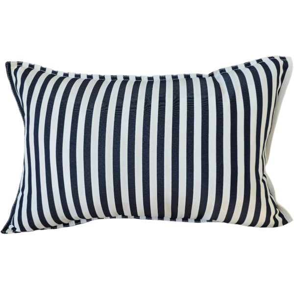 Sunlit Serenade Solution Dyed Eco-Friendly Outdoor Cushion 40x60cm Lumbar - Dark Navy & White Striped