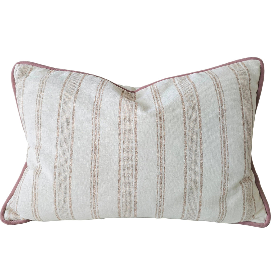 Mingarri Stripe Cushion 40x60cm Lumbar - Dusty Rose | Cream White
