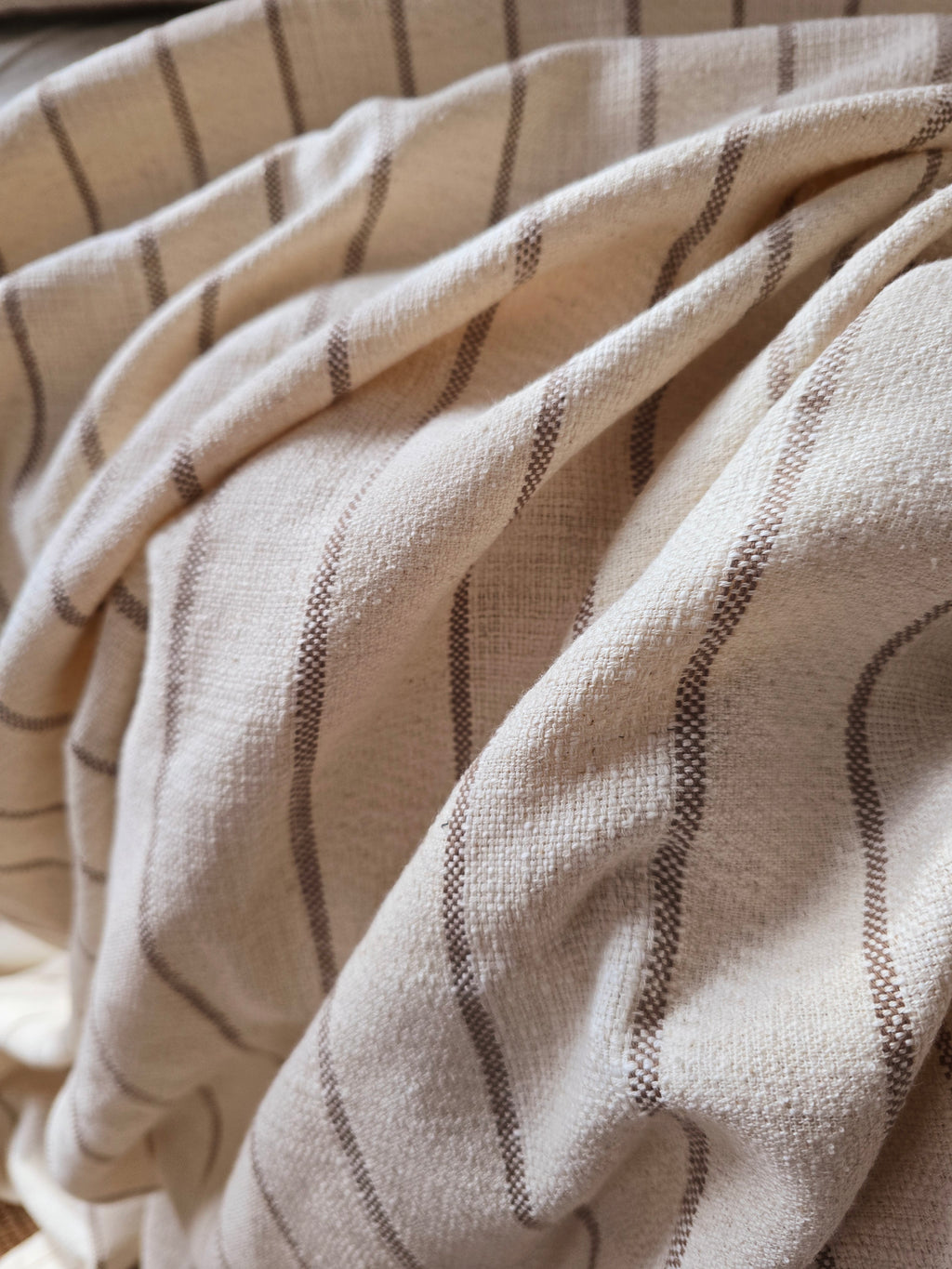 Isolde Linen Cotton Massive Throw 150x230cm - Stripe Oatmeal
