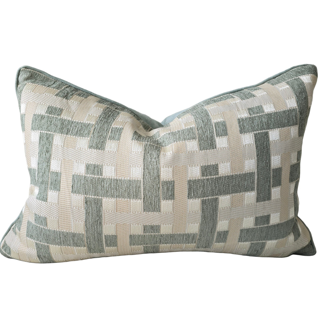 Serene Cushion 40x60cm Lumbar - Geometric Off White | Beige | Mint Green