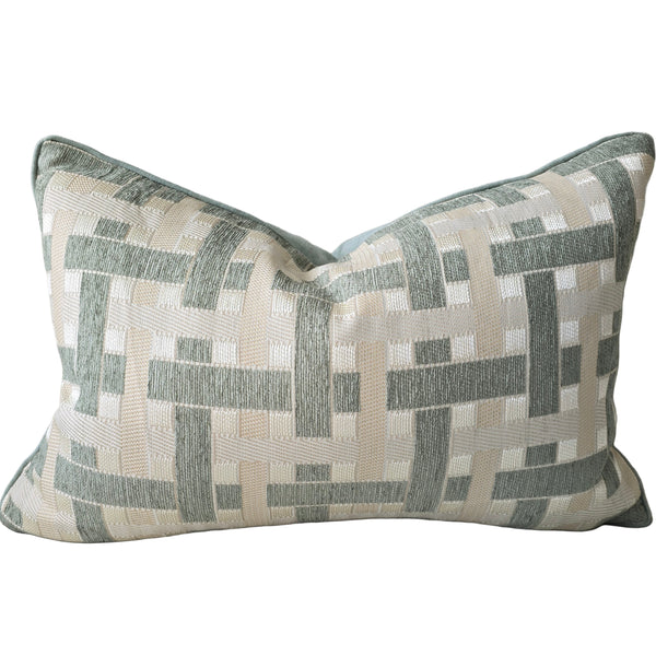 Serene Cushion 40x60cm Lumbar - Geometric Off White | Beige | Mint Green