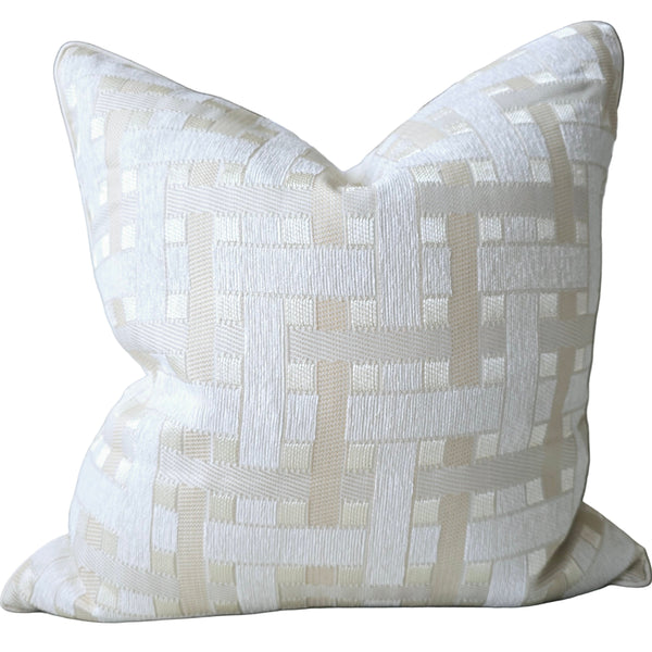 Serene Cushion 55cm Square - Geometric Off White | Natural | Beige