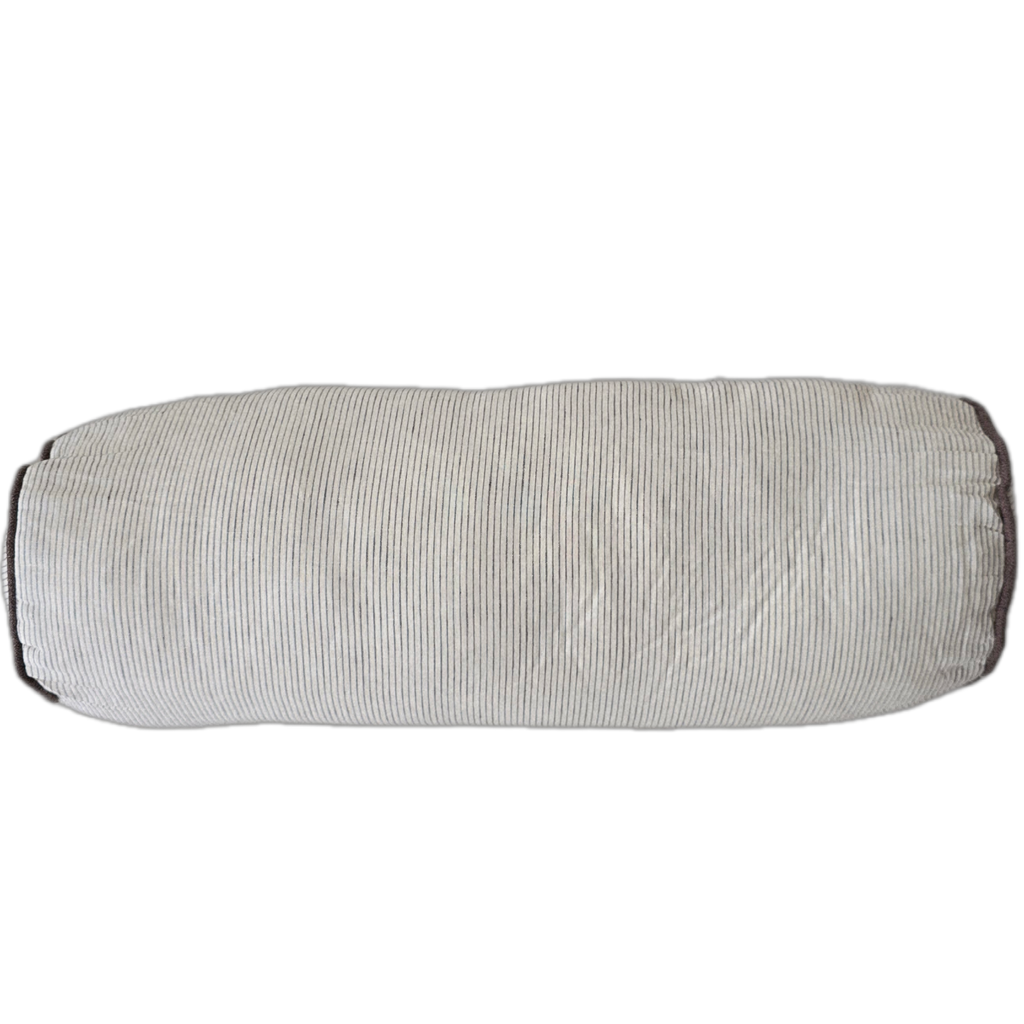 Arden Linen Cushion Bolster 60cm Length - Charcoal Pinstripes