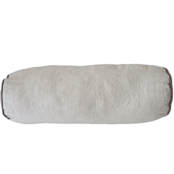 Arden Linen Cushion Bolster 60cm Length - Charcoal Pinstripes
