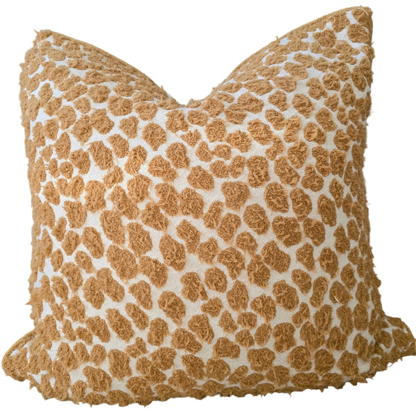 The Fern Tufted Spot Cushion 55cm Square - Ginger Yellow | Cream