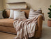 Maeve Cushion 55cm Square - Chocolate Brown | Soft Mauve Lavender Grid