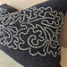 Blakely Cushion 40x60cm Lumbar | Black with White Grey Embroidery