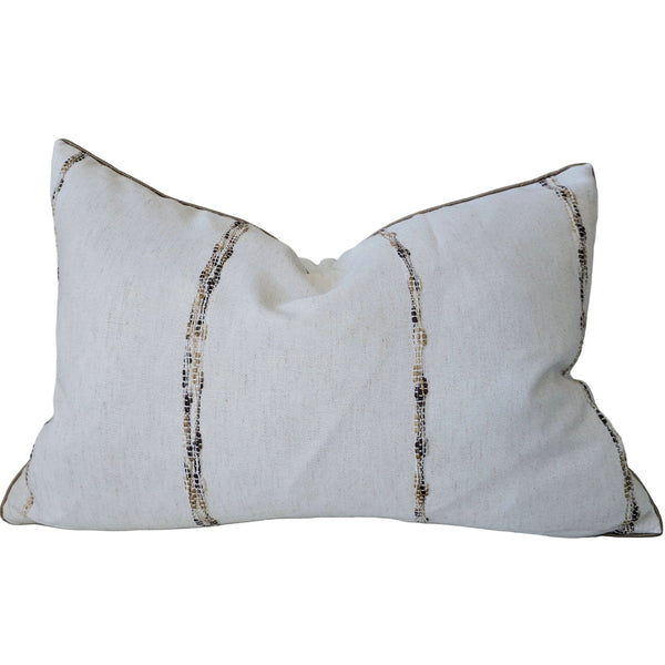 Serene Cushion 40x60cm Lumbar - Earthy Brown Striped | Cream White