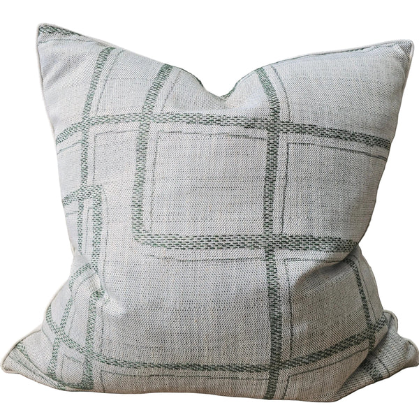 Tara Abstract Cushion 55cm Square - Forest Green | Off White