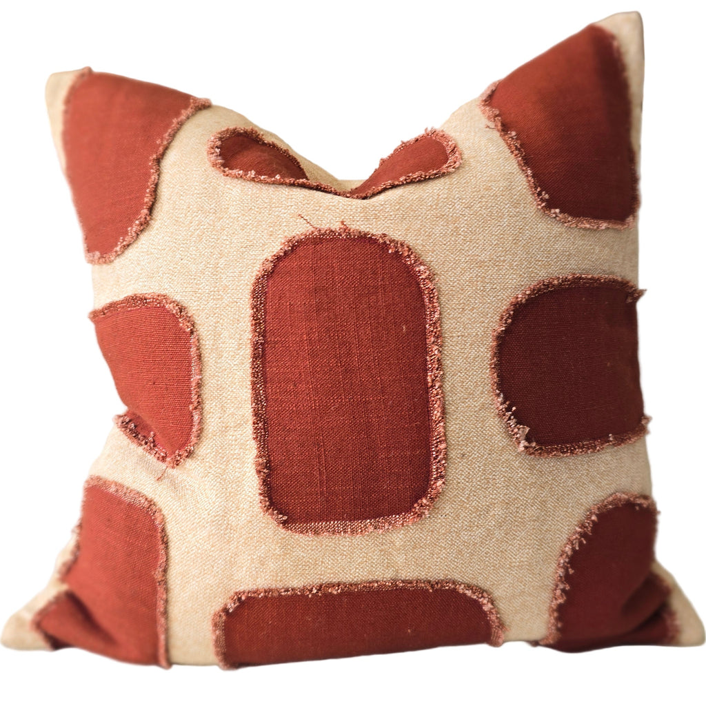 Fia Linen Cotton Cushion 55cm Square - Peach | Chili Pepper