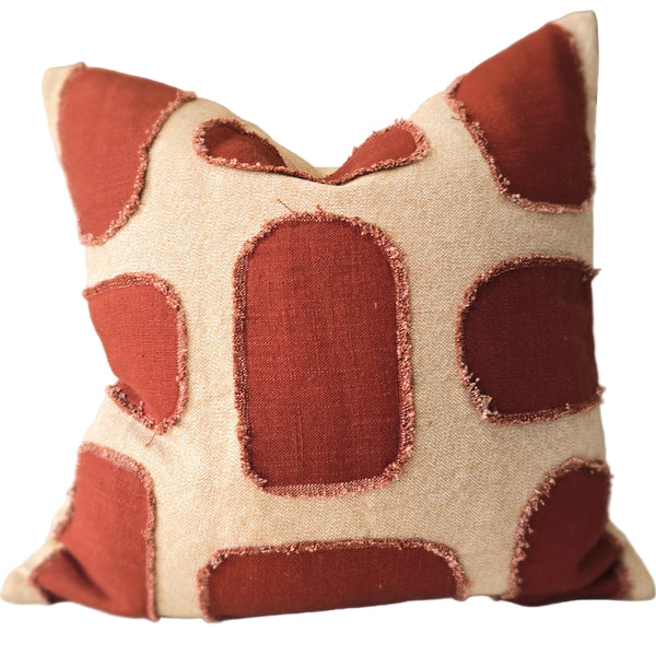 Fia Linen Cotton Cushion 55cm Square - Peach | Chili Pepper