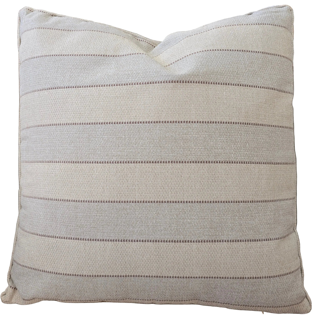 Monet Solution Dyed Eco-Friendly Outdoor Cushion 55cm Square Polyester Filled - Dark Mocha Stripe | Oatmeal