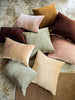 Fontainebleau Cotton Velvet & French Linen Two Sided Cushion 55cm Square - Warm Vanilla