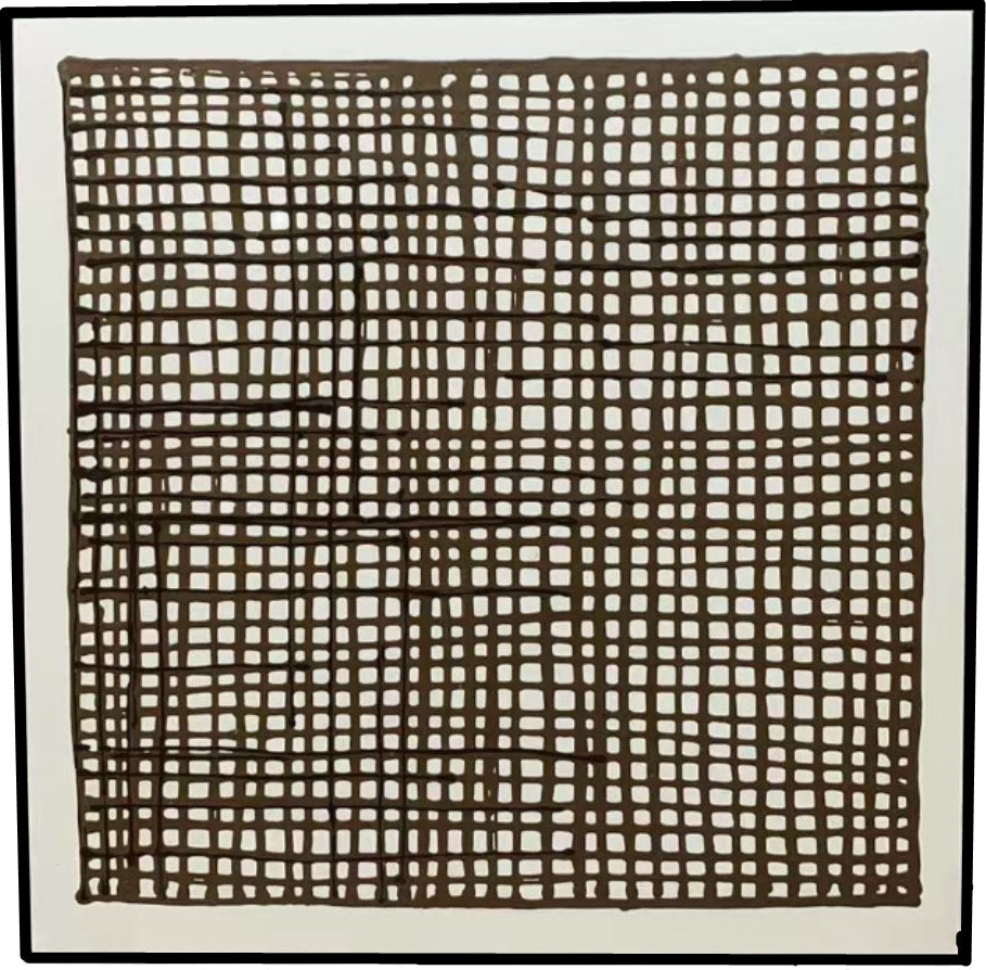 H076 Black Framed Full Hand Painted Artwork  100 cm x 100 cm