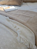 Aurelia Linen Cotton Heavyweight Jacquard Bed Cover Massive Blanket 245cm x 250cm - Soft Ivory