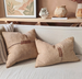 Elara Cushion 55cm Square - Heathered Clay | Hand Cross-Stitch