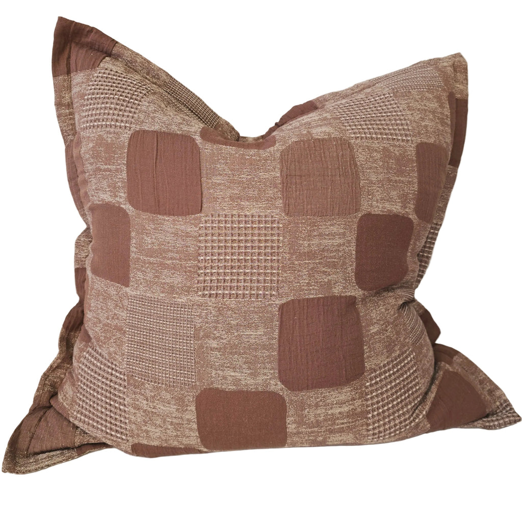 Mabel Cushion 55cm Square- Terracotta | Natural