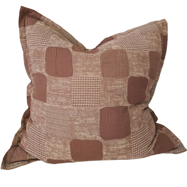 Mabel Cushion 55cm Square- Terracotta | Natural