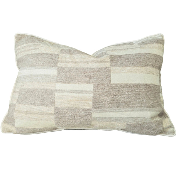 The Geo-Weave Colorblock Cushion 40x60cm Lumbar - Oatmeal | Beige | Taupe