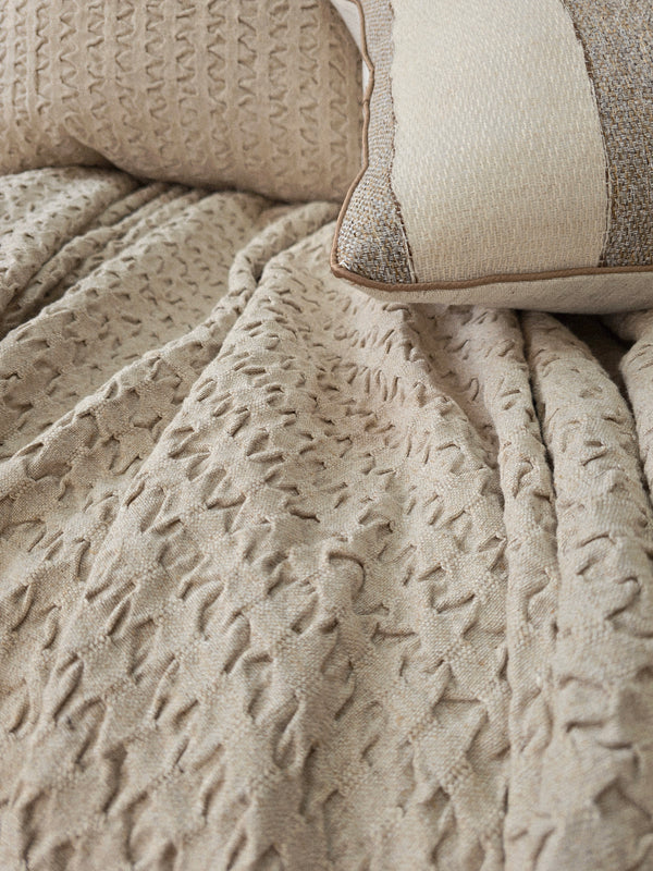 Maeve Linen Cotton 2 Sided Massive Throw Bedcover 130cm x 220cm - Natural Oatmeal