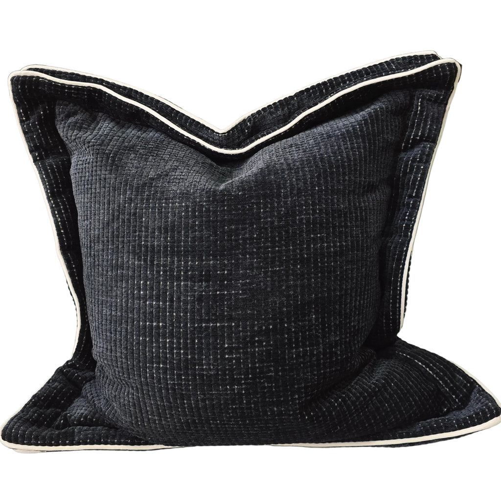 The Retro Slow Corduroy Cushion 55cm Square - Soft Black