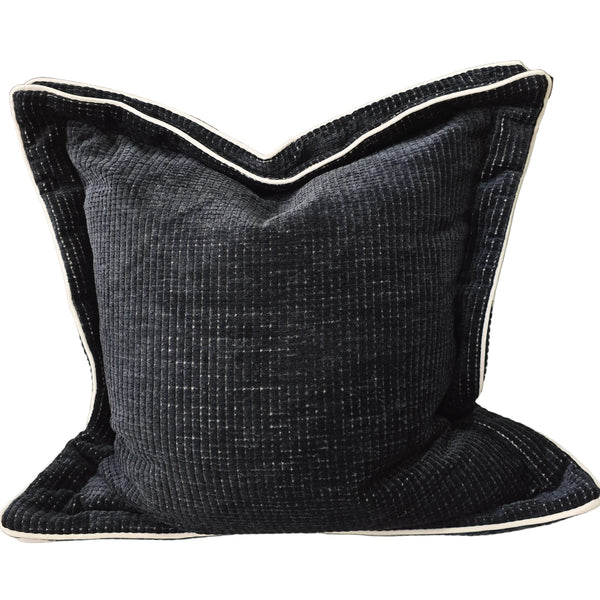 The Retro Slow Corduroy Cushion 55cm Square - Soft Black