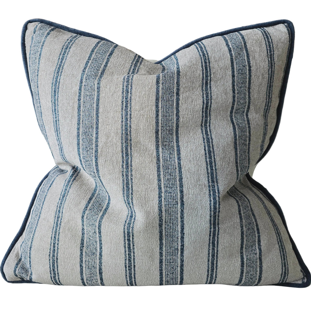 Mingarri Stripe Cushion 55cm Square - Indigo Blue | Natural